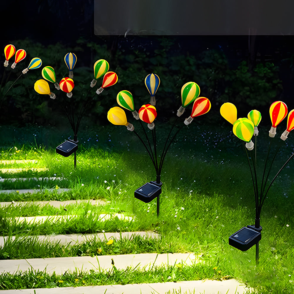 2 PCS Landscape Swinging 6LED Air Balloon Swaying Light Solar Garden Stake Lights