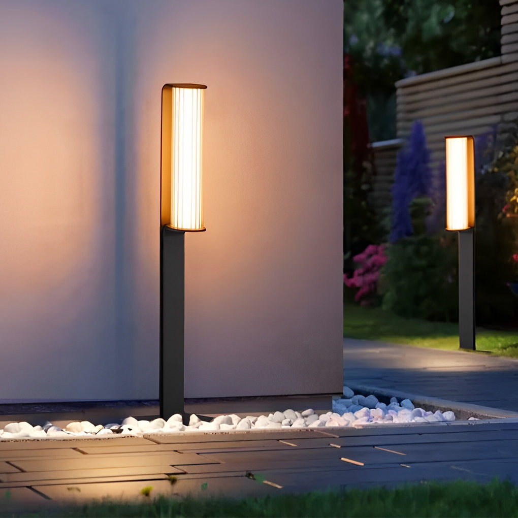 Back-to-Back Dual Cylinder LED Pathway Lights Black Waterproof Outdoor Lamp