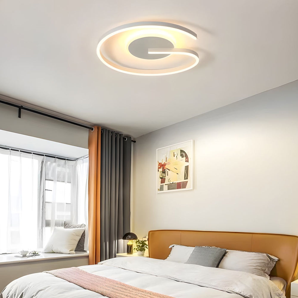 White/Black Open Ring Circle Ceiling Lamp LED Bedroom Flush Mounted Ceiling Light