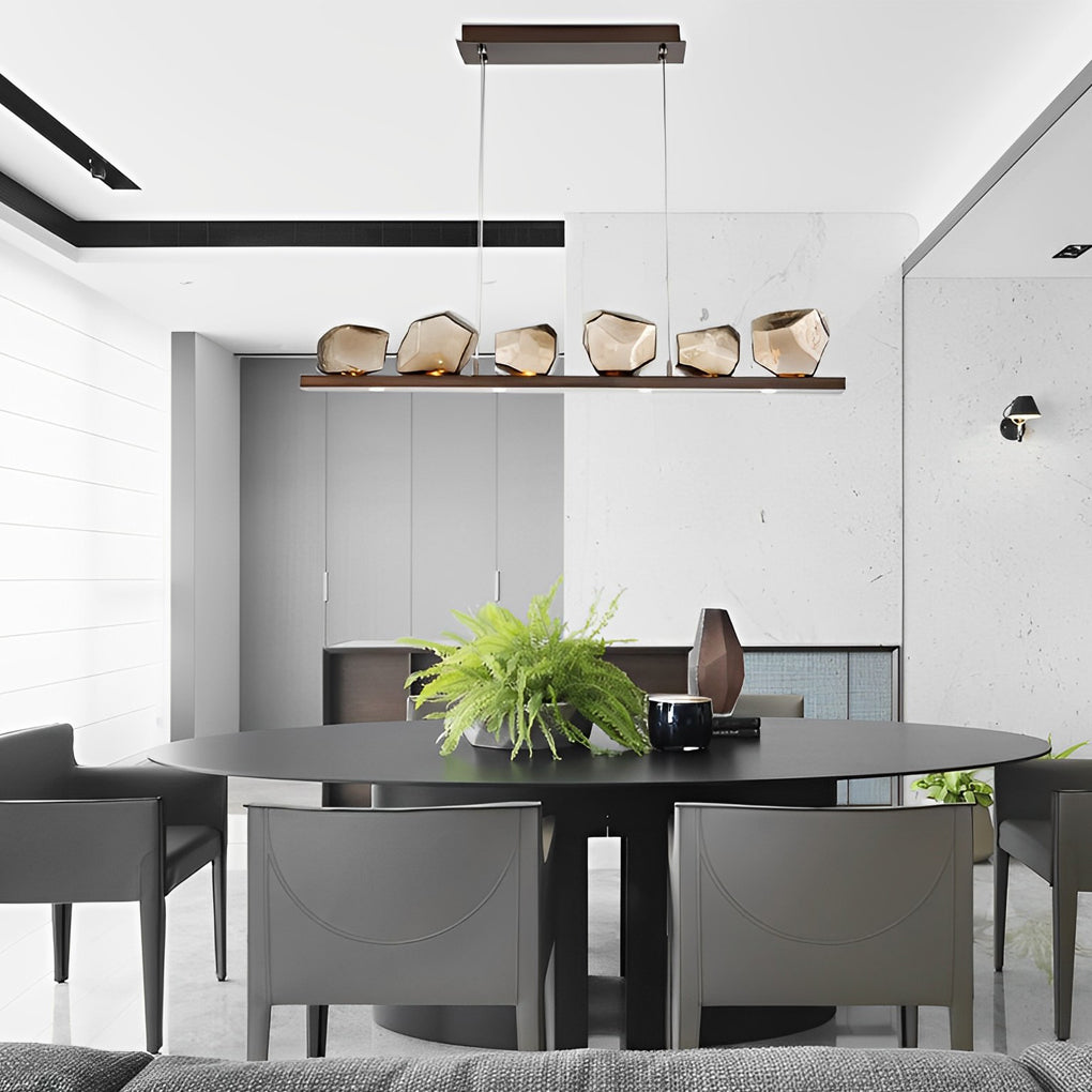 Irregular Glass Shade Stone Creative Cognac Color Modern Chandelier - Dazuma