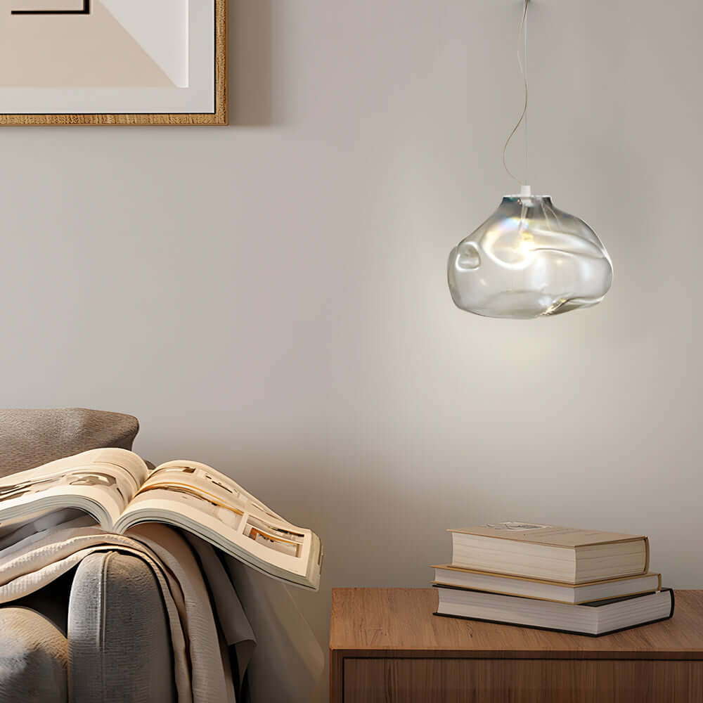 Transparent Glass Pendant light Nordic Hand Blown Textured
