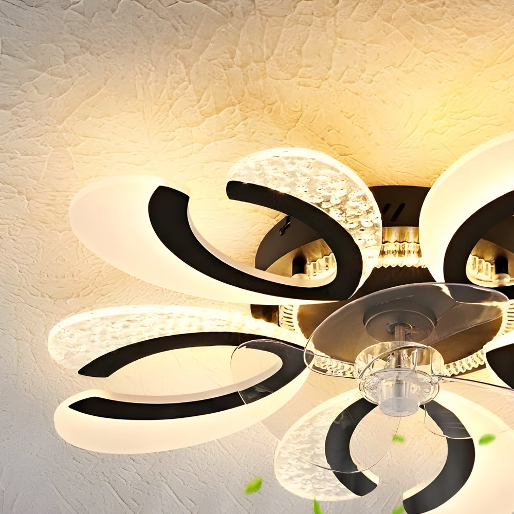 Simple Flowers Mute Timing Stepless Dimming Smart Modern Ceiling Fan Light