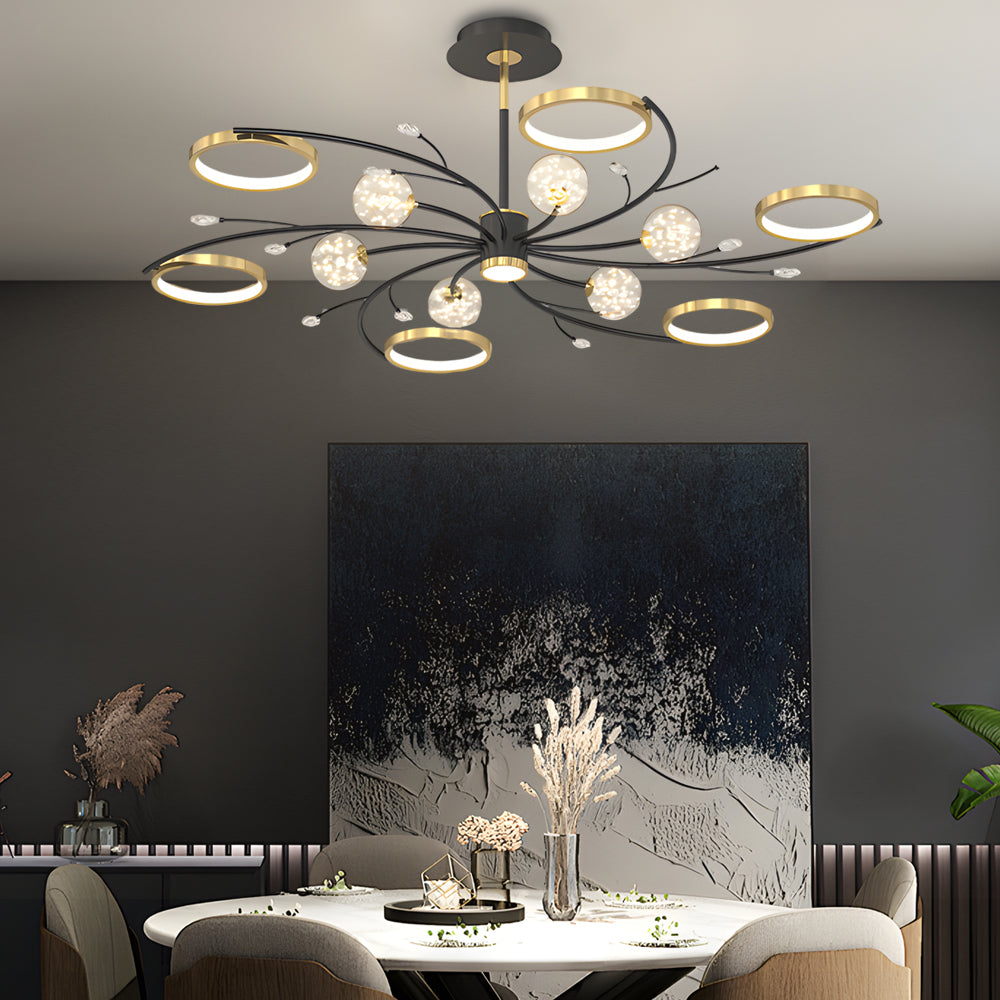 Stars Rings Flowers Branches Crystal 3 Step Dimming Modern Ceiling Lights - Dazuma