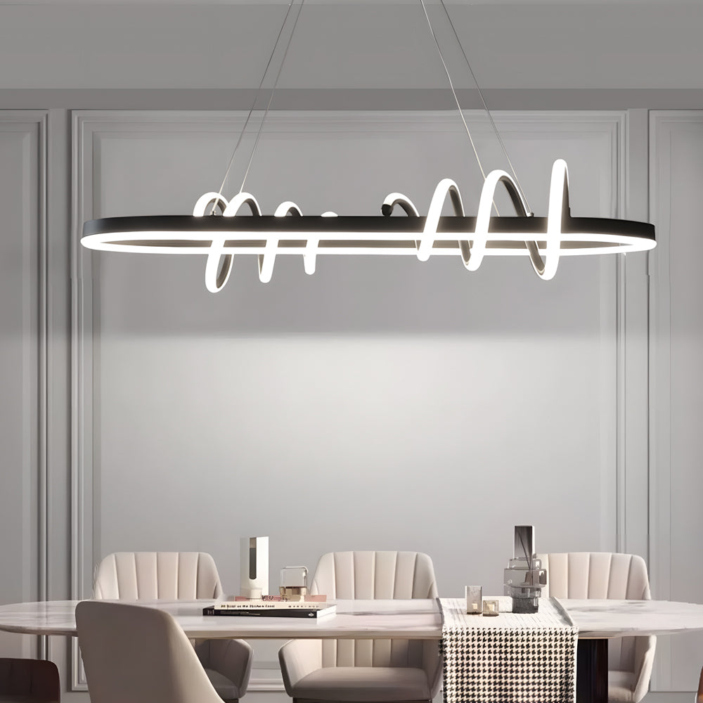 LED Dimmable Spiral Lines Dining Room Chandelier Hanging Lighting