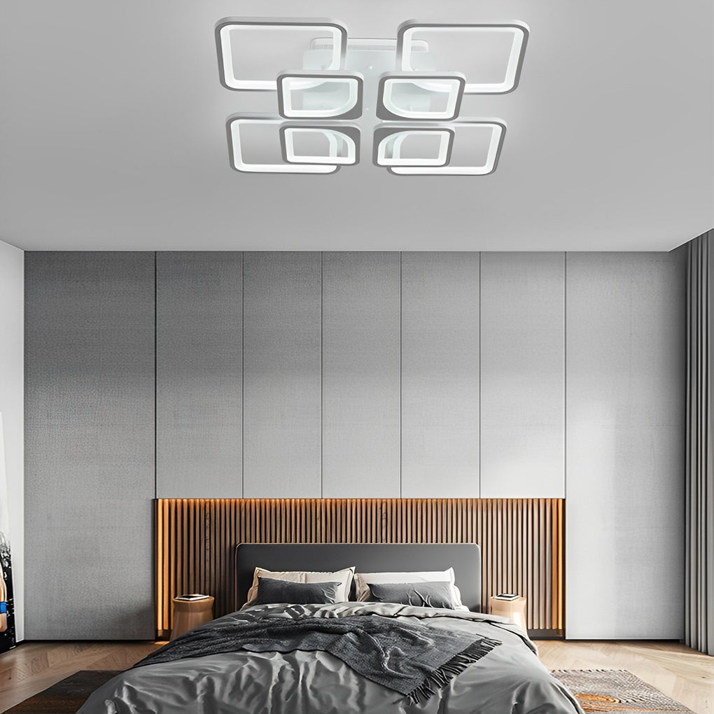 Square Creative Stepless Dimming with Remote Modern Ceiling Light Fixture