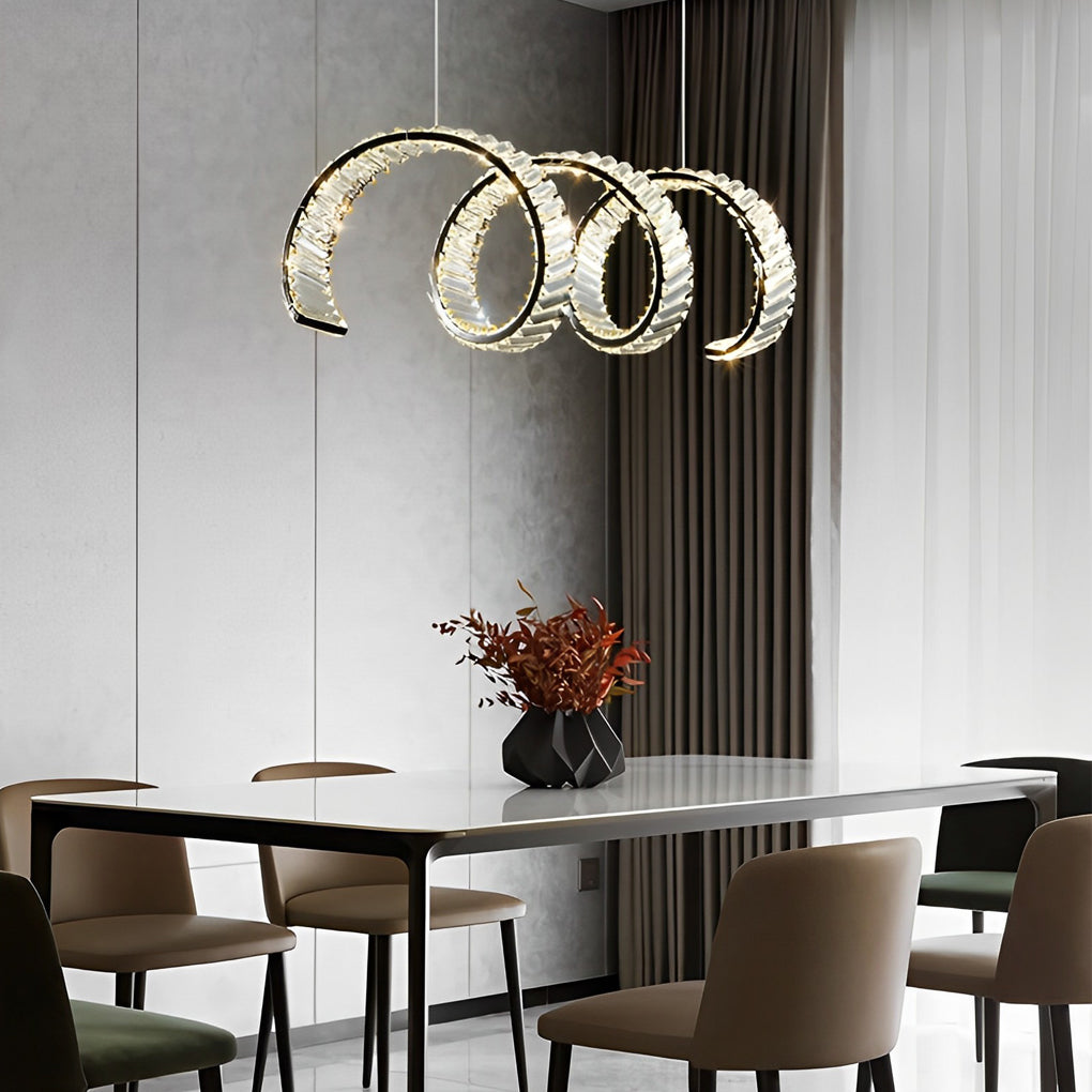 Creative Crystal Waves 3 Step Dimming LED Modern Dining Room Chandeliers