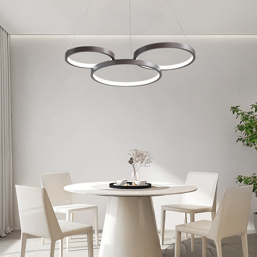 3 Rings Chandelier Dimmable Kitchen Dining Room Lighting Ceiling Lights with Remote Control - Dazuma