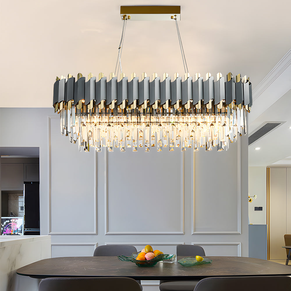 Long Crystal LED 3 Step Dimming Luxury Post-Modern Dining Room Chandeliers - Dazuma