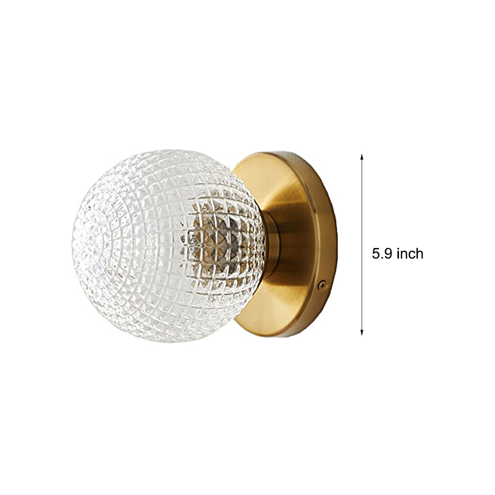 Unique Glass Ball Copper Three Step Dimming LED Modern Wall Light Fixture