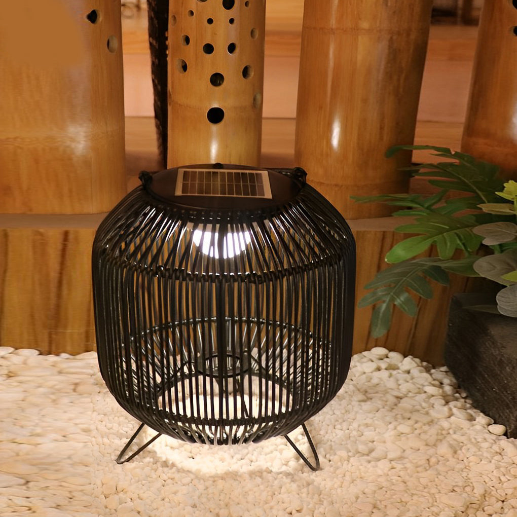 Rattan Portable Lantern Shaped LED Waterproof Solar Outdoor Lights Post  Lights Garden Lights Landscape Lighting for Lawn Courtyard – Dazuma