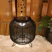 Waterproof Portable LED Rattan Retro Solar Powered Outdoor Lanterns - Dazuma
