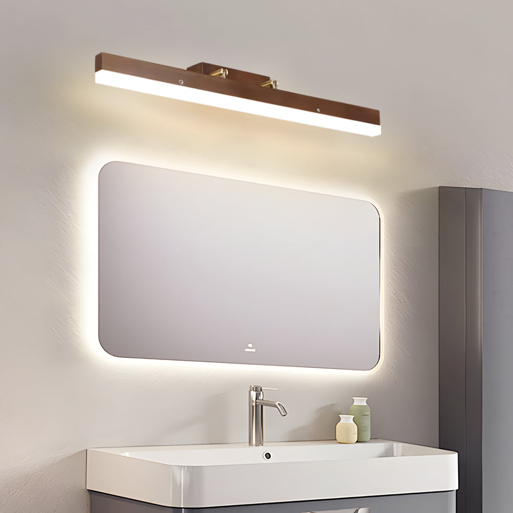 31.49'' Walnut Color LED Vanity Lights Wood Linear Wall Lighting for Bathroom - Dazuma