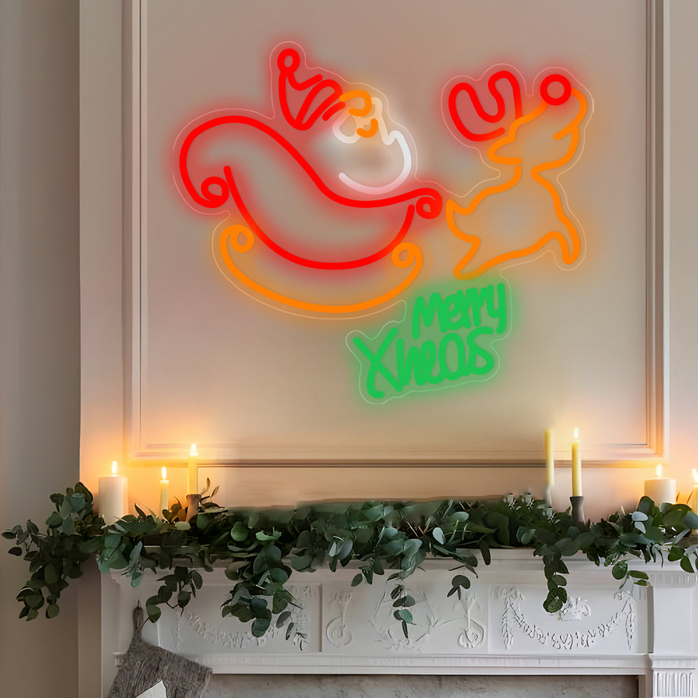 Neon Santa Claus Elk Reindeer Luminous Christmas LED Neon Signs Lights - Dazuma