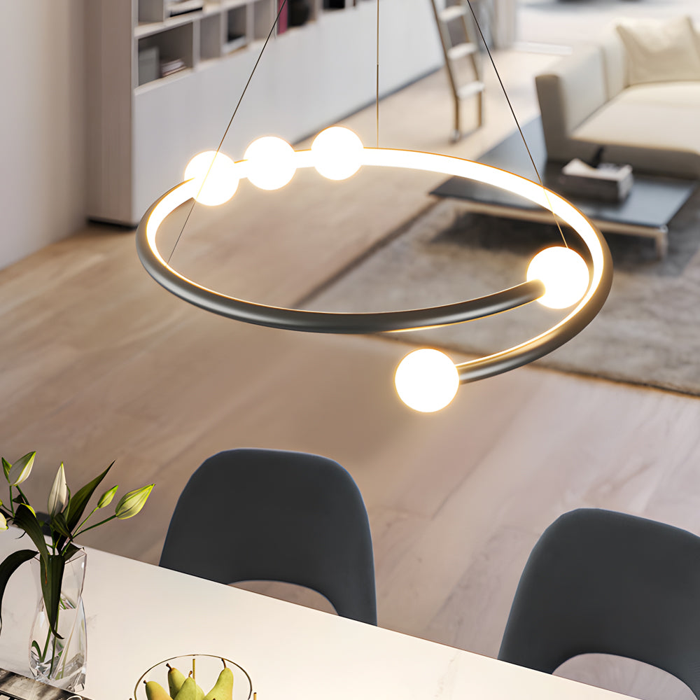 Minimalist Ring Ball 3 Step Dimming LED Nordic Chandelier Hanging Lamp - Dazuma