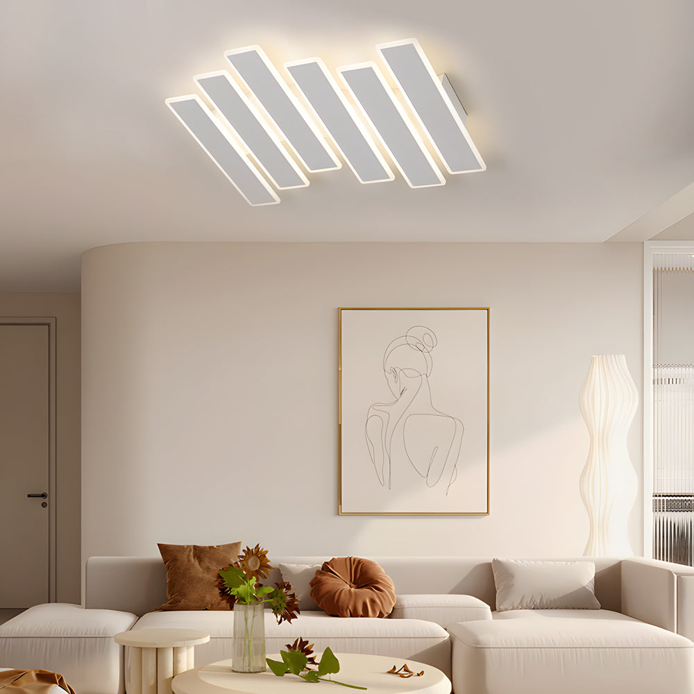 4/6-Lights White Metal Line Dimmable LED Ceiling Light