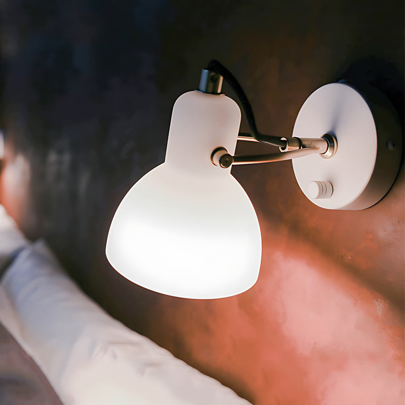 Creative 235° Rotatable White Glass Shade Minimalist Nordic Wall Lamp
