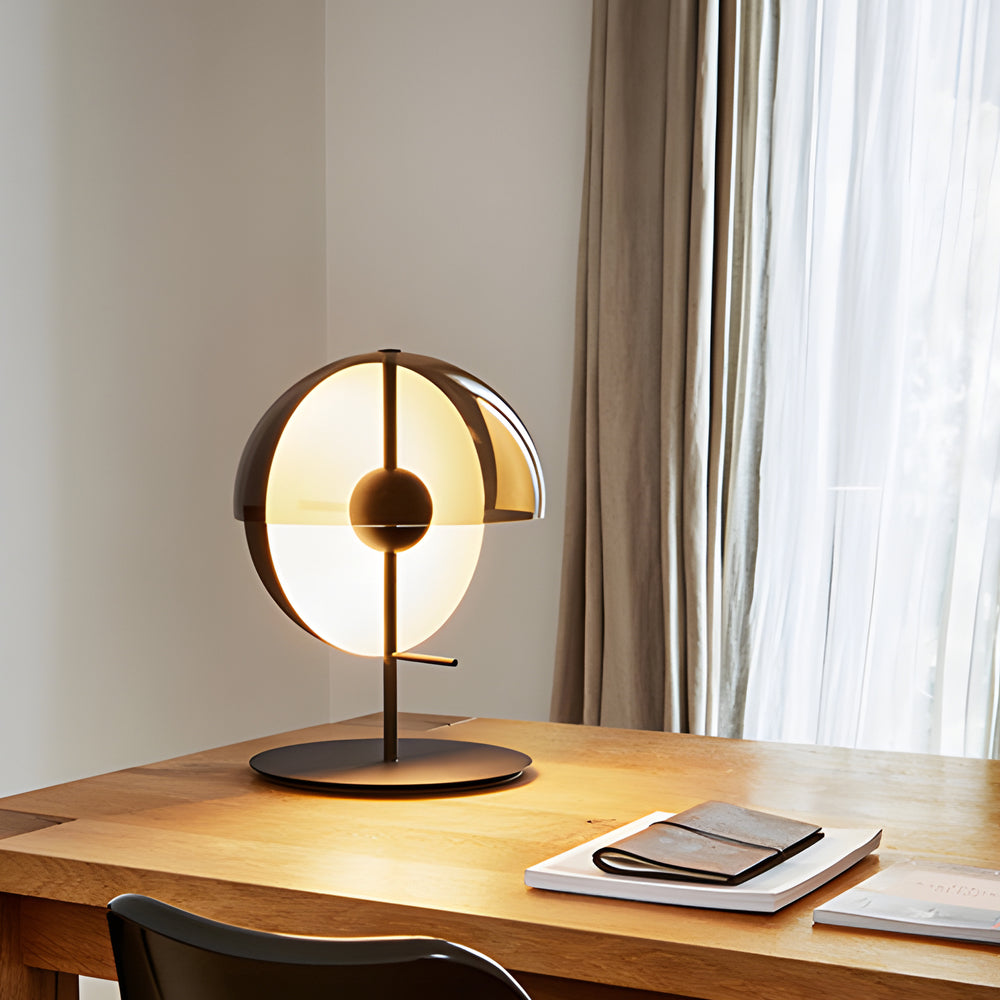 Theia Table Lamp with Vertical Semi-Sphere and Horizontal Smoked Shade