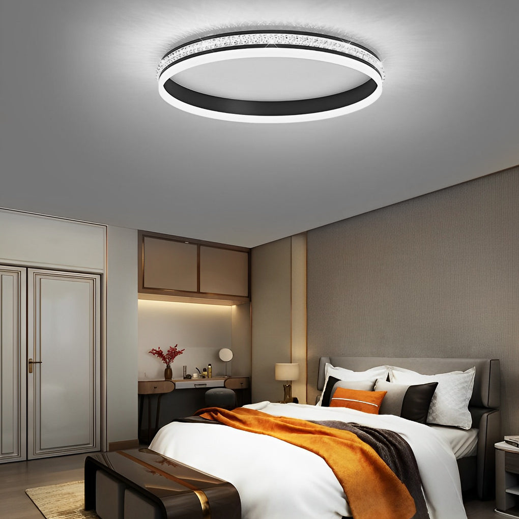 Round Square Stepless Dimming with Remote Modern Ceiling Light Fixture