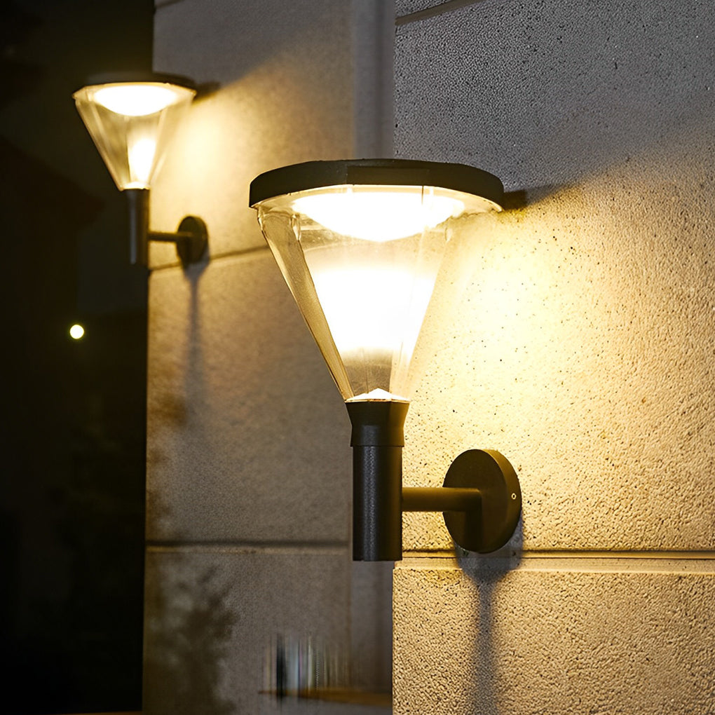 Waterproof Dimmable LED Black Modern Solar Outdoor Wall Lights Wall Lamp - Dazuma