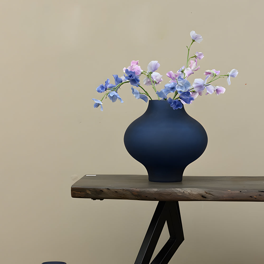 Gourd-Shaped Glass Blue Vases Decorative Flower Vases