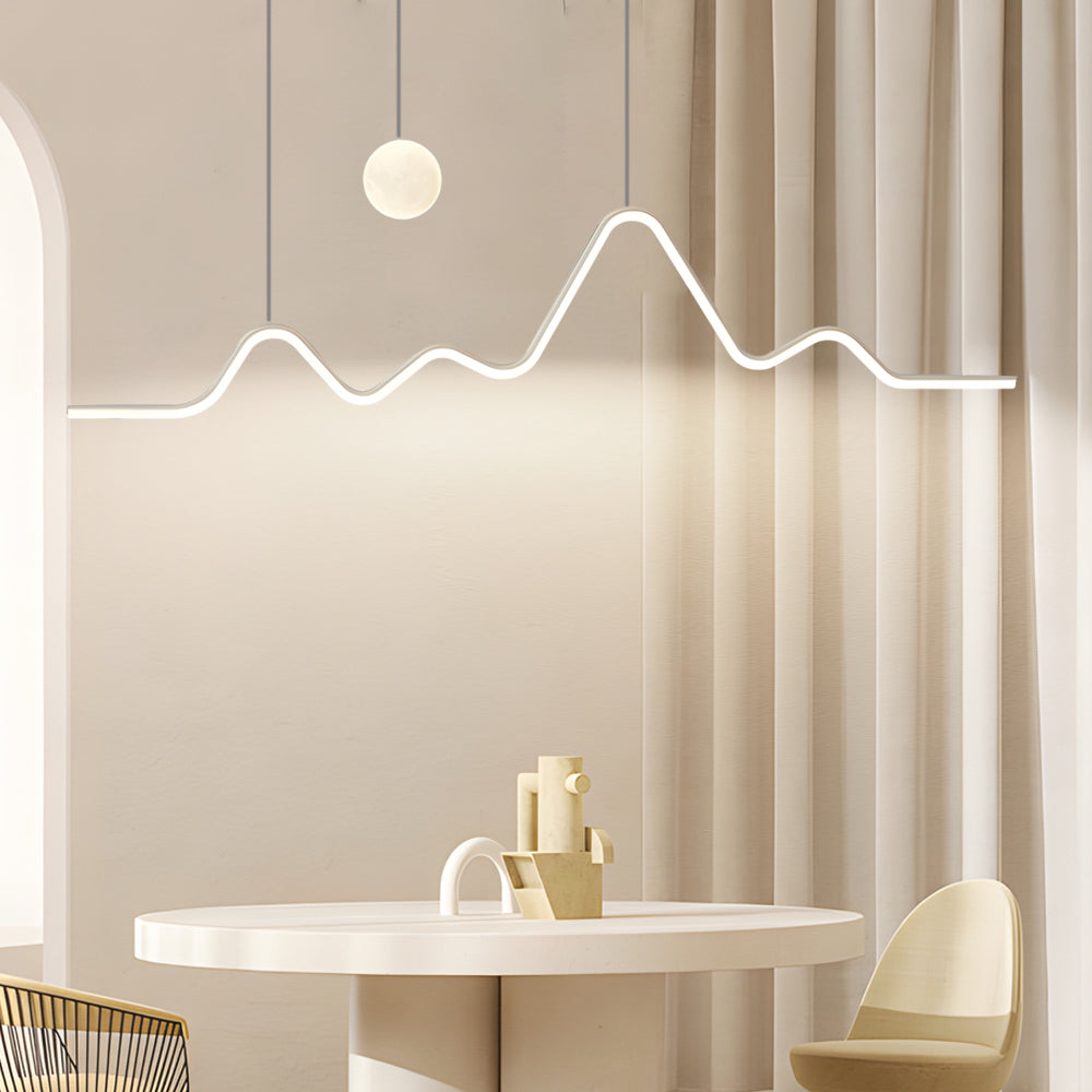 Long Strip Waves Mountain Moon 3 Step Dimming Modern Dining Room Light - Dazuma