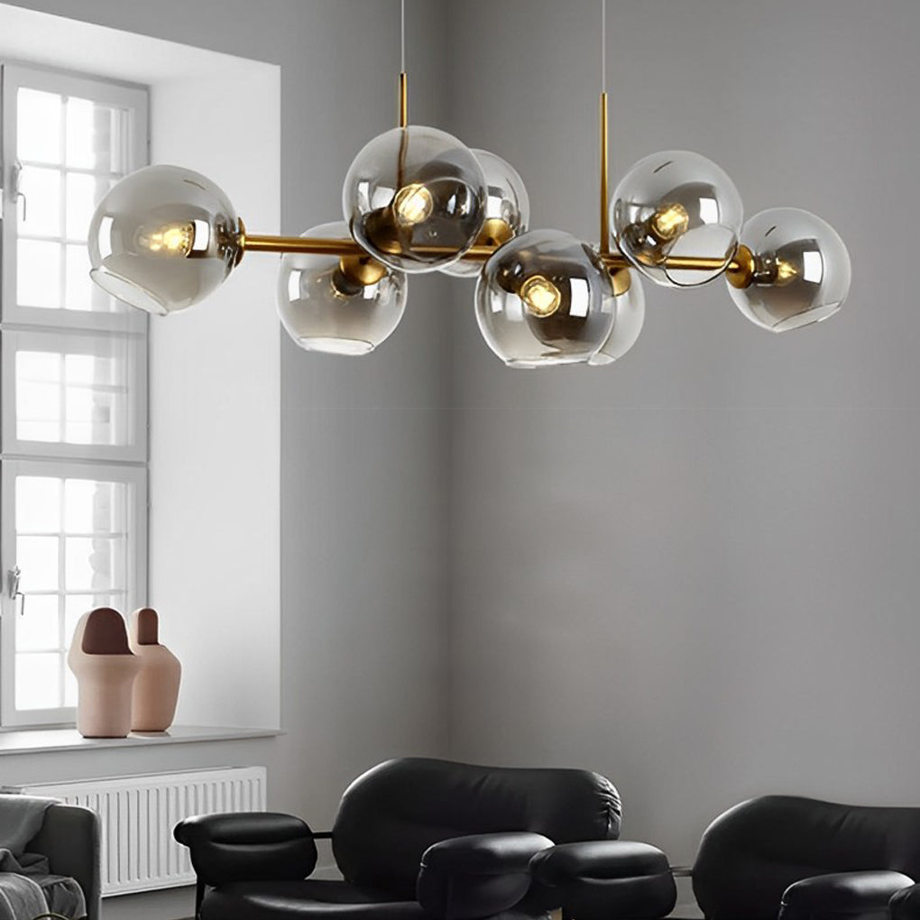 8 Lights Glass Shade LED Postmodern Chandelier Dining Room Light Fixtures