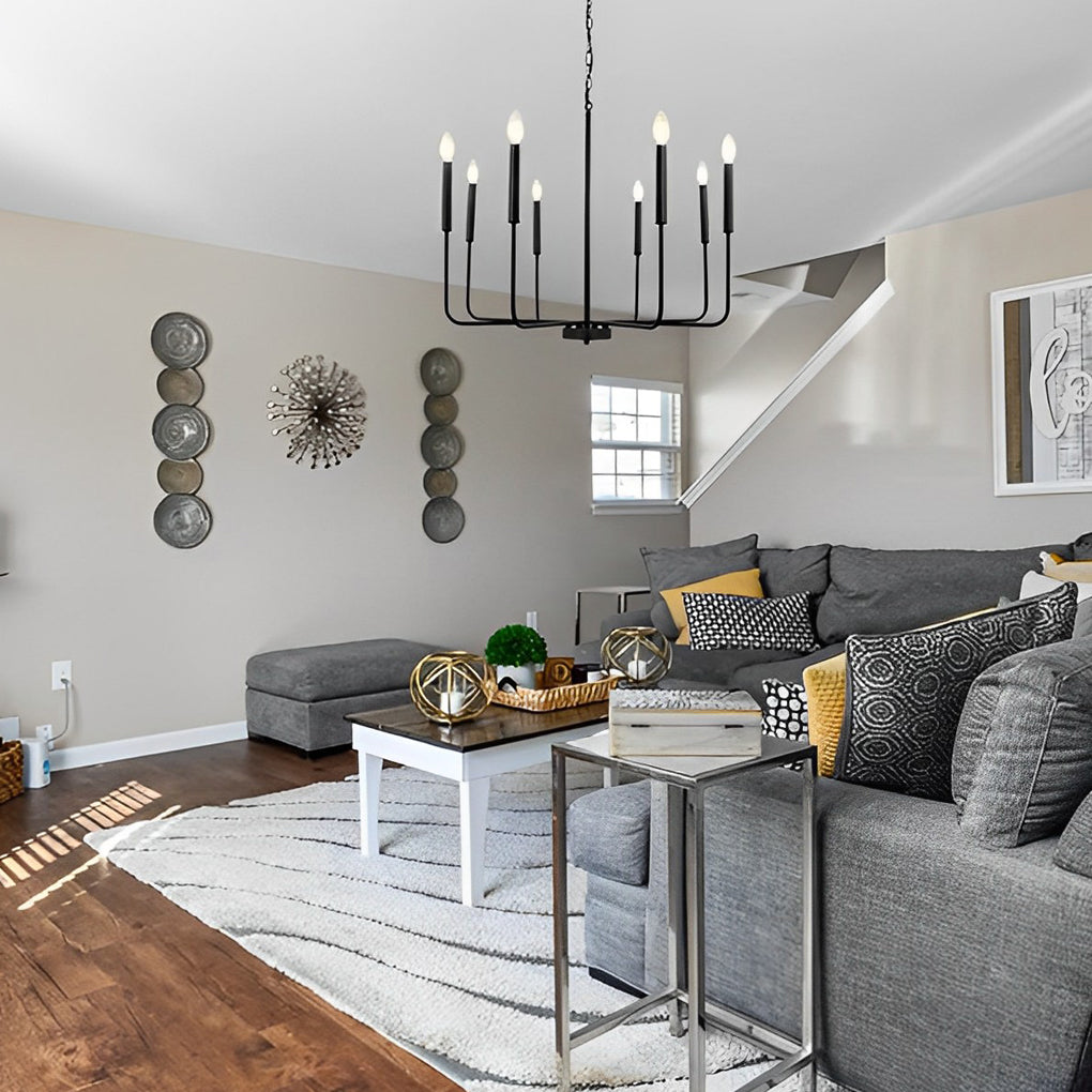 8 Lights Candlelight LED Three Step Dimming Industrial Style Chandelier - Dazuma