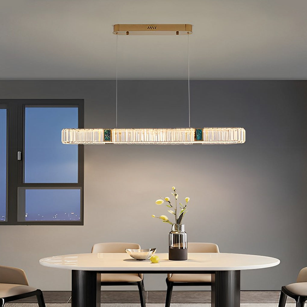 Gold Oval Stepless Dimming Crystal Chandeliers Ceiling Lights