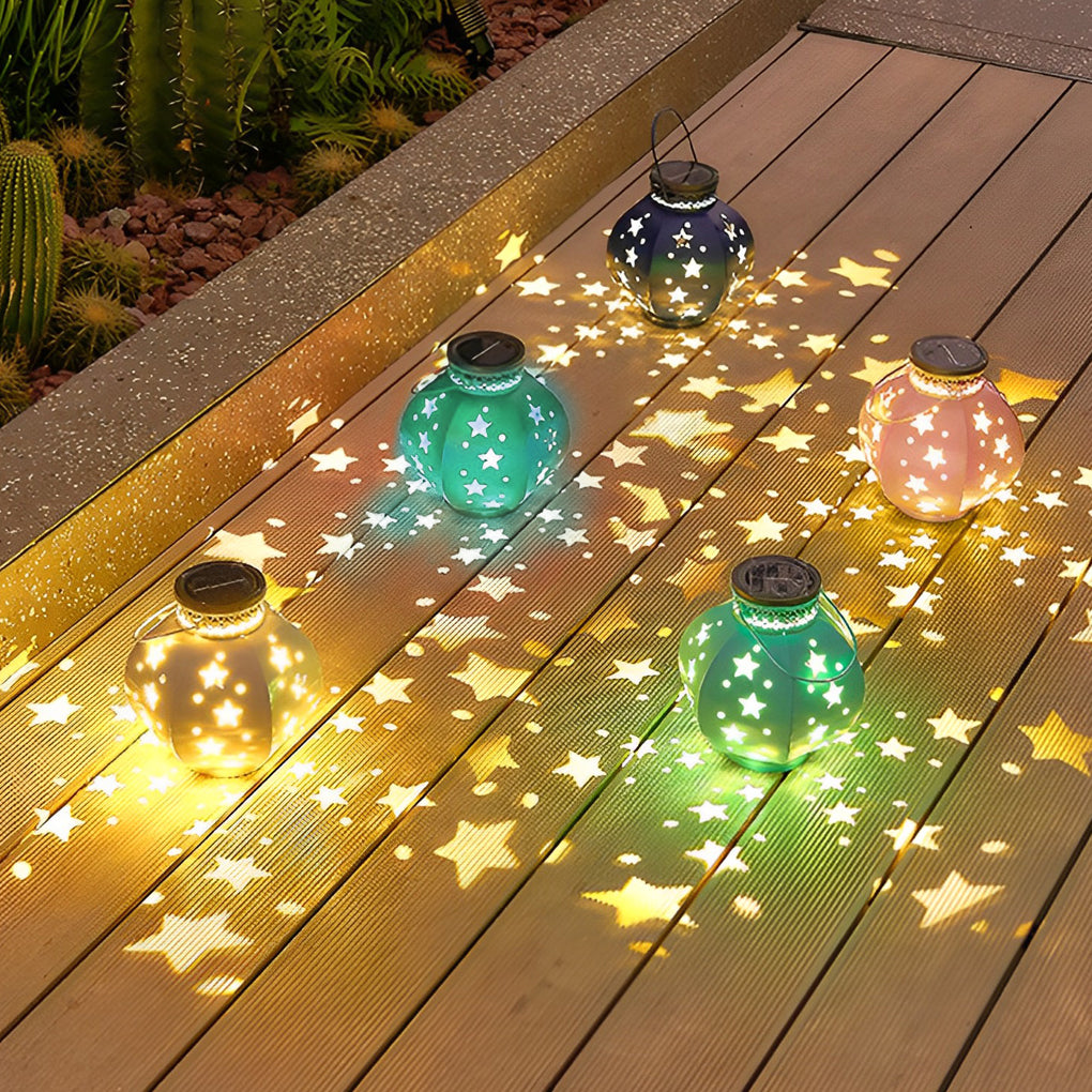 Waterproof Creative LED Stars Projection Portable Solar Outdoor Lanterns - Dazuma