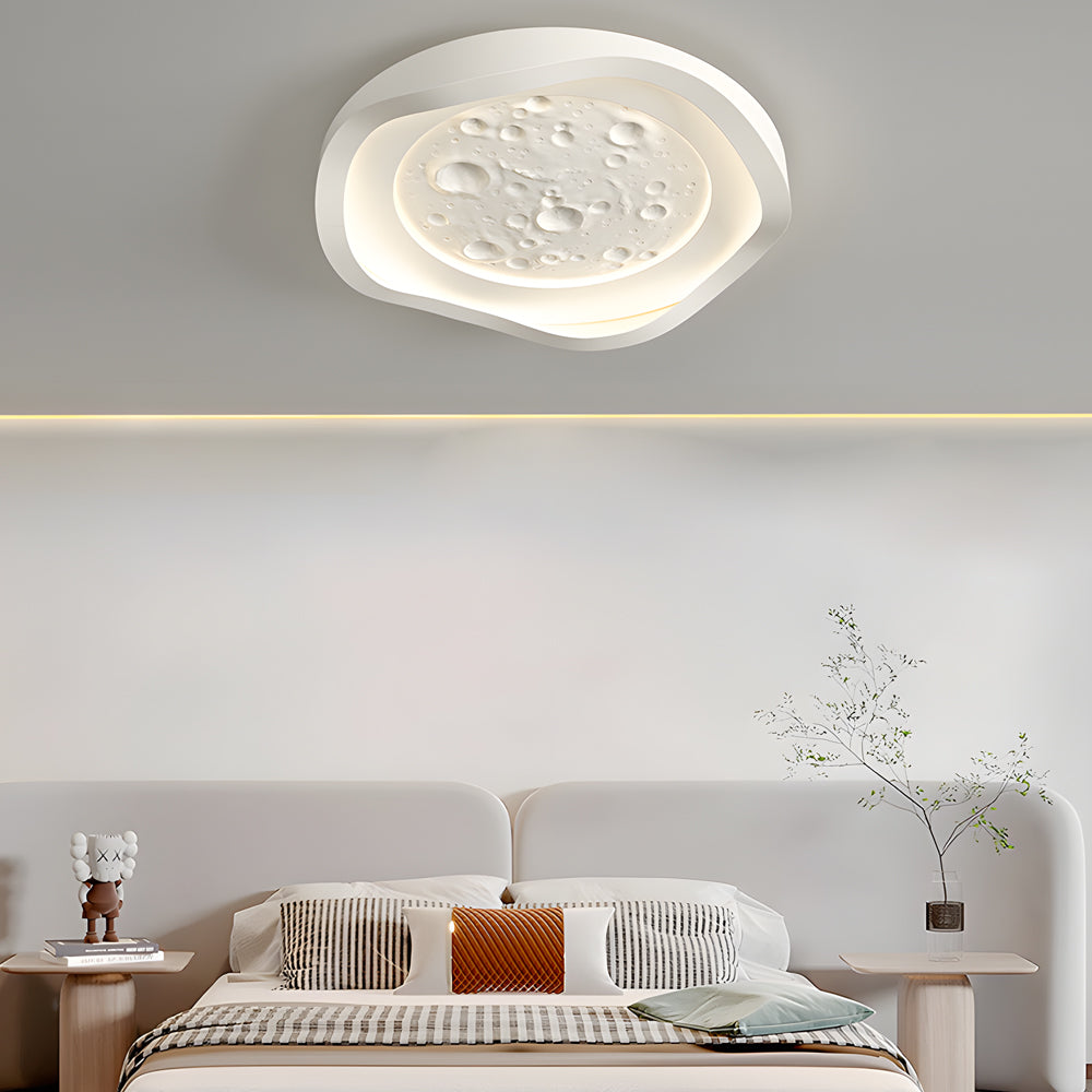 White Resin Lunar LED Flush Mount Wave Ceiling Light Round Ceiling Lamp Ceiling Lighting for Bedroom - Dazuma