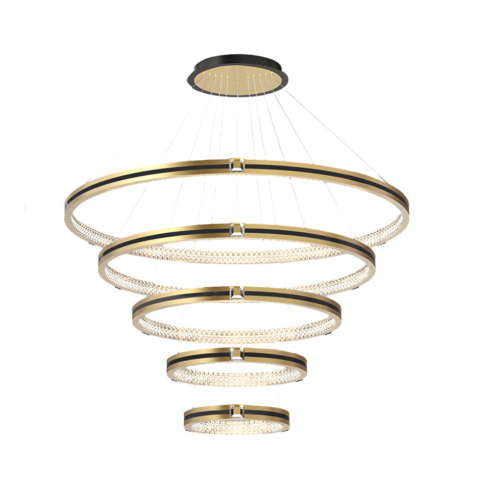 Simple Circles Rings Three Step Dimming Brushed Gold Modern Chandelier