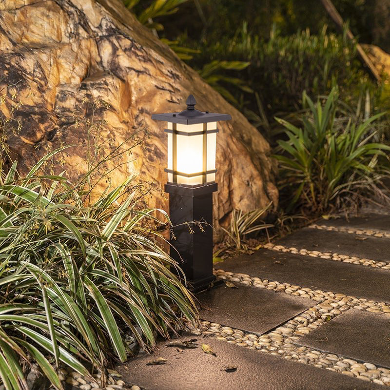 Vintage Pavilion Shape Black Retro Outdoor Light Post Lamp Pathway Lights