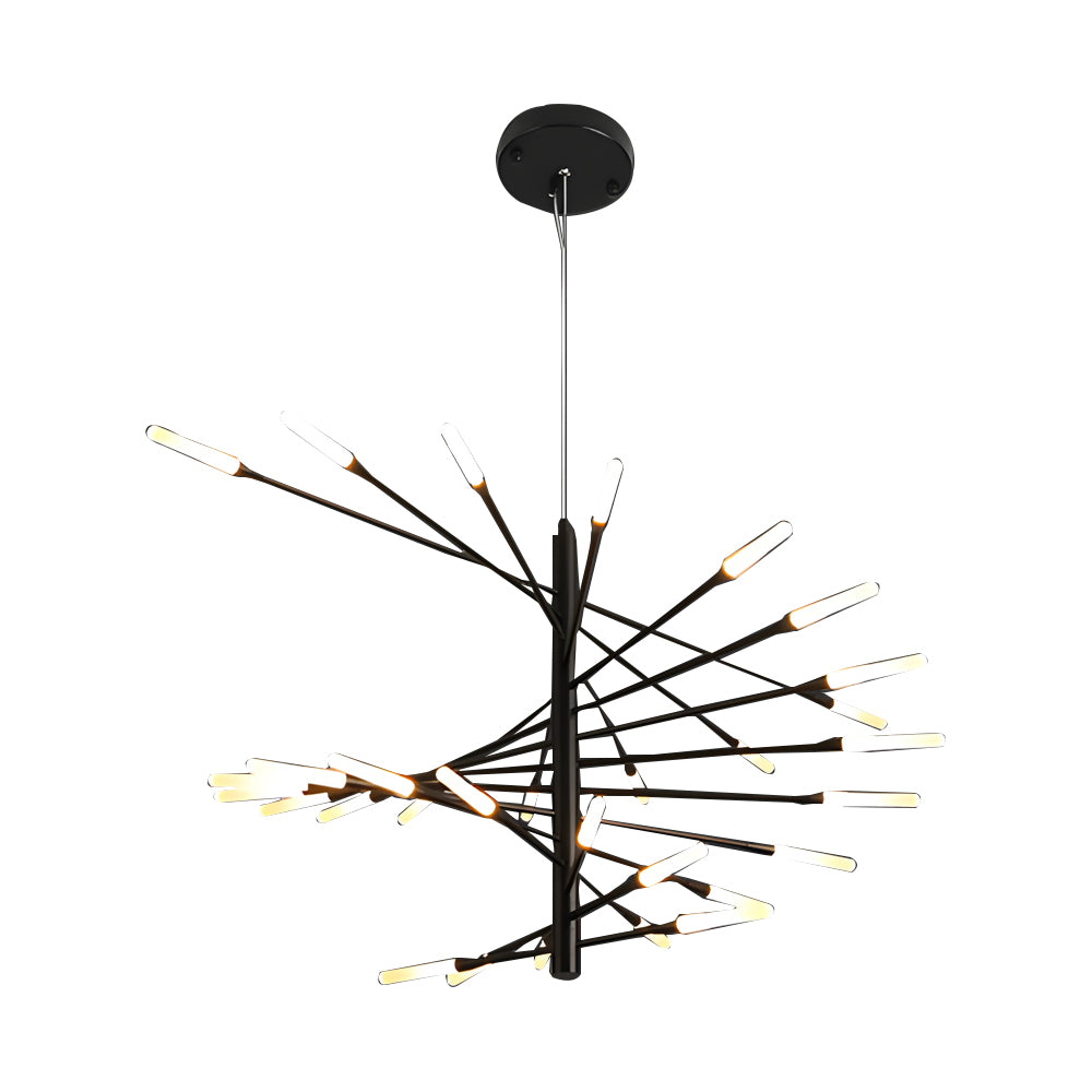 Modern Chandelier Rotating Fireworks, Black/Gold