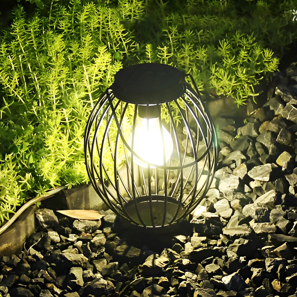 Waterproof Iron LED Portable Black Modern Solar Outdoor Lanterns Floor Lamp - Dazuma