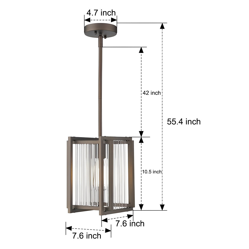 Square Iron Frame Retro Industrial Style Chandelier Dining Room Light Fixture