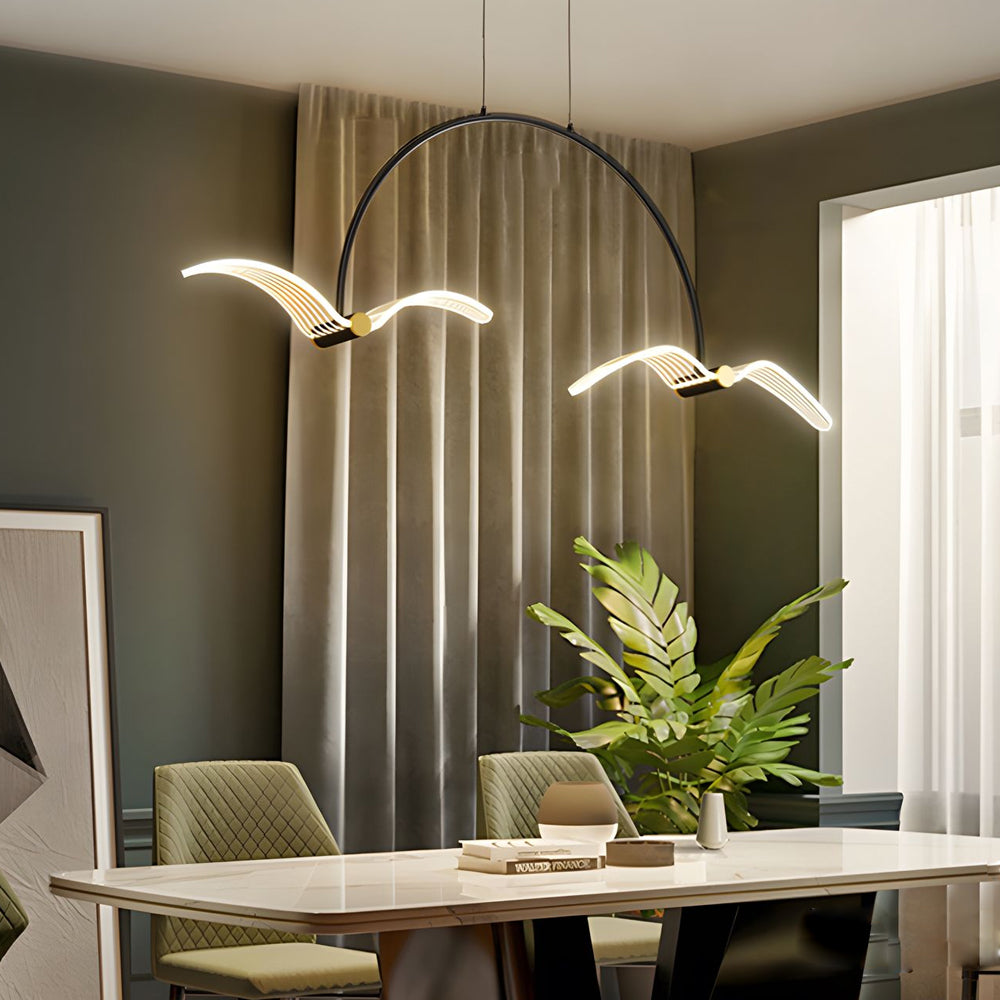 2/4-Light Modern LED Acrylic Seagull Linear Chandelier for Dining