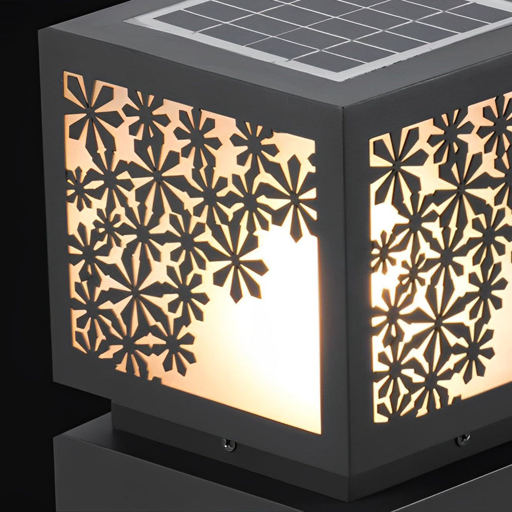 Snowflakes Decor LED Waterproof Black Modern Solar Outdoor Lawn Lamp