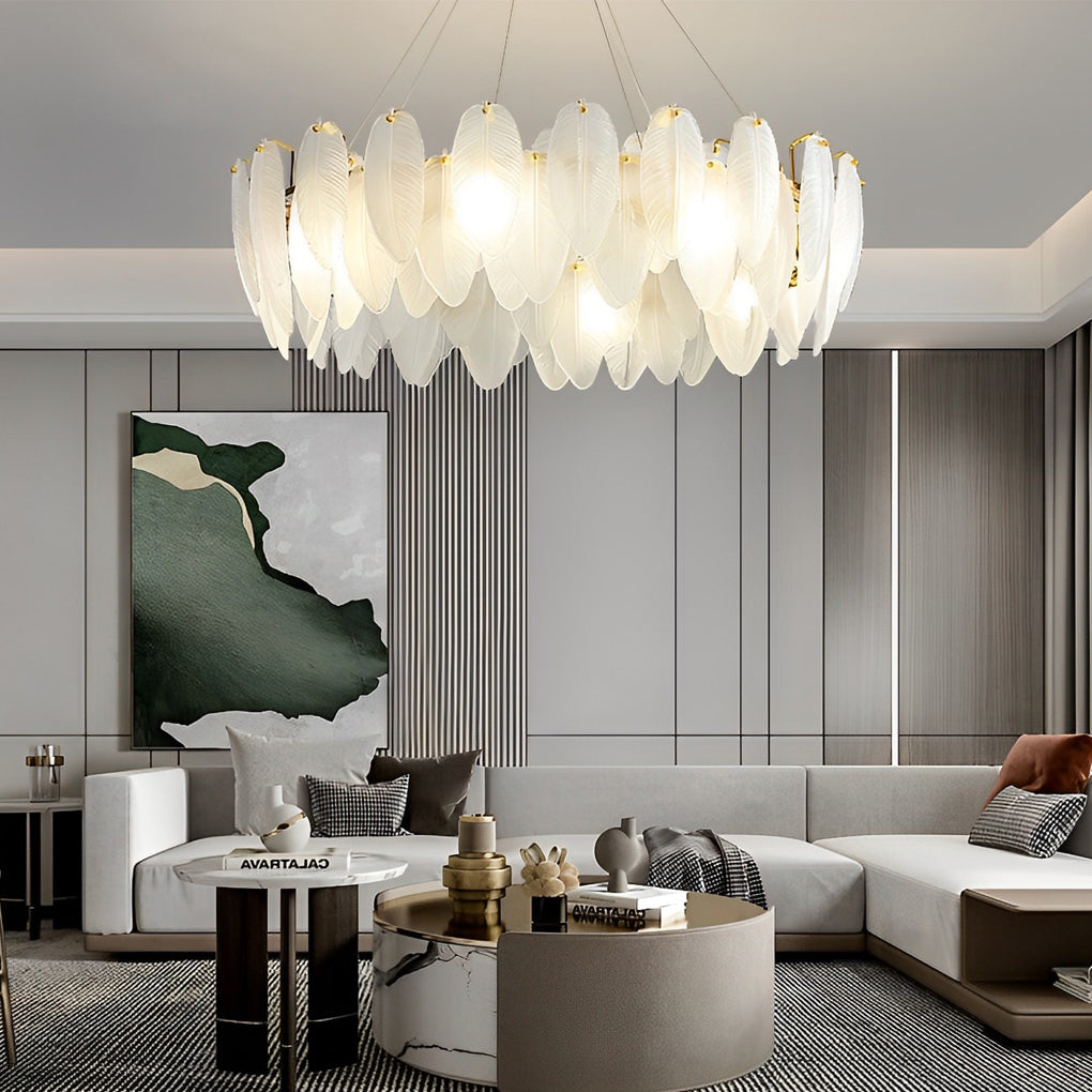 Glass Feathers Three Step Dimming Post-Modern Chandelier Dining Room Light - Dazuma