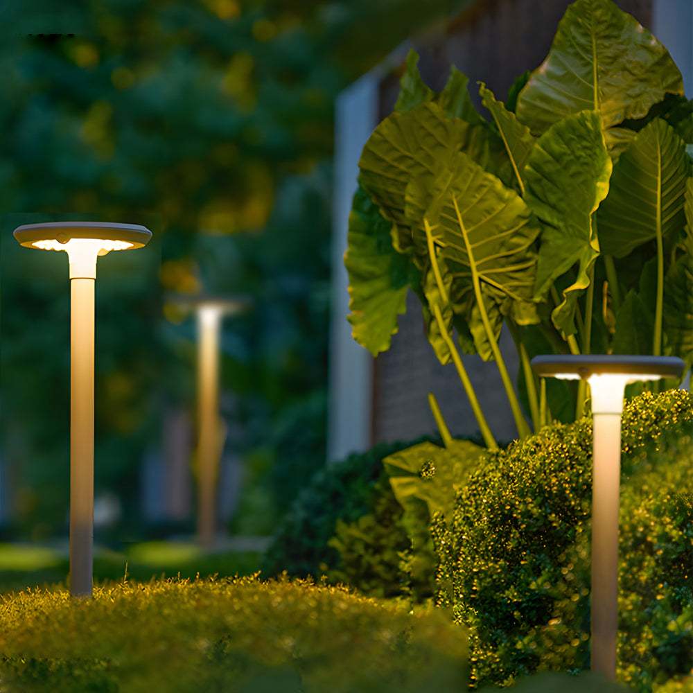 Modern Round Dual Motion Sensor LED Solar Garden Post Lights