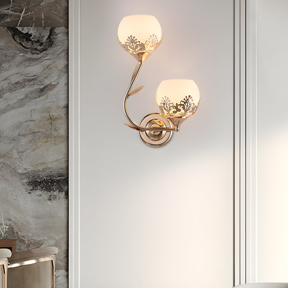 2-Light Glass Flower LED Simple European Style Wall Sconces Lighting - Dazuma