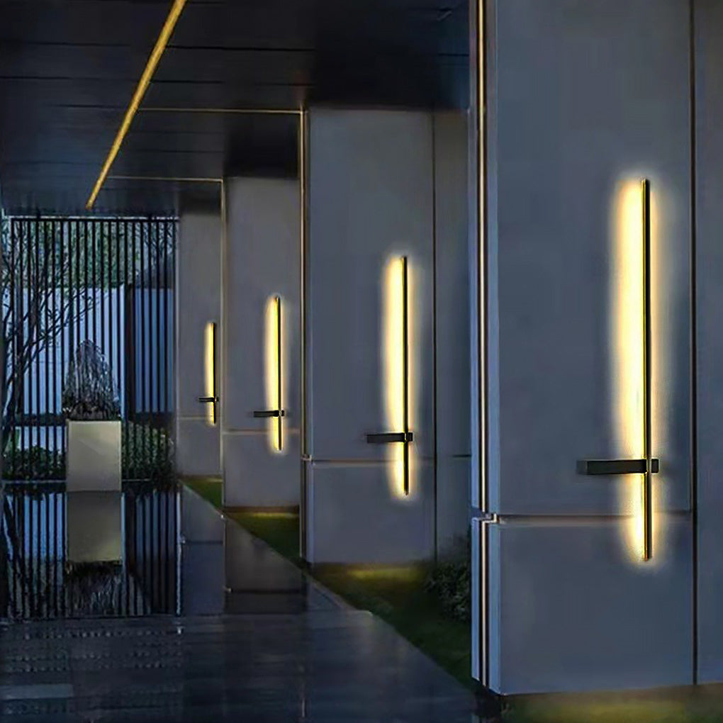 Line Strips Waterproof Led Black Modern Outdoor Wall Lights