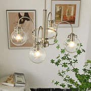 4/5 Lights Glass Ball Curved Iron Lamp Arm Nordic Chandelier Pendant Lights - Dazuma