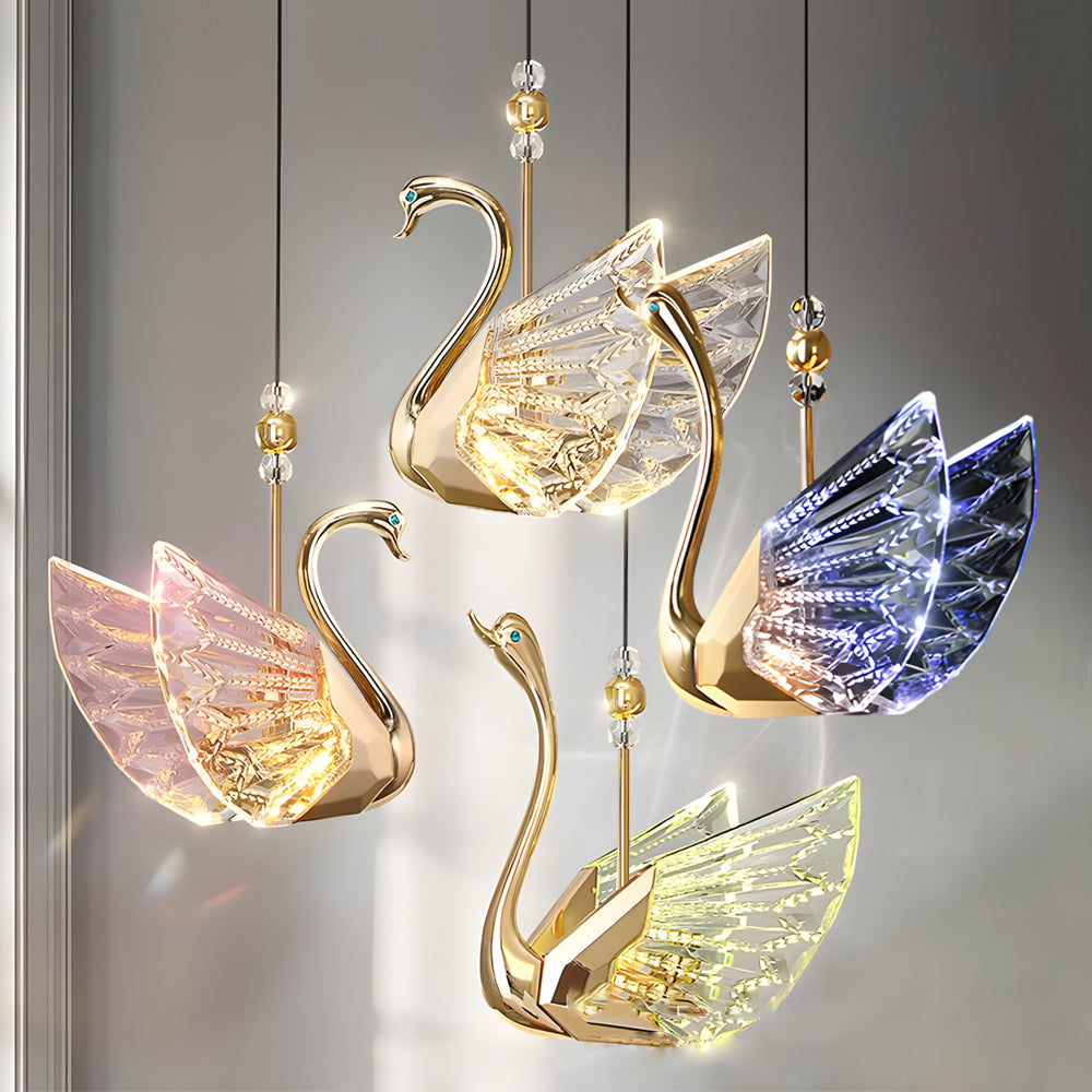Zinc Alloy Acrylic Swan Creative LED Modern Minimalist Pendant Lights - Dazuma