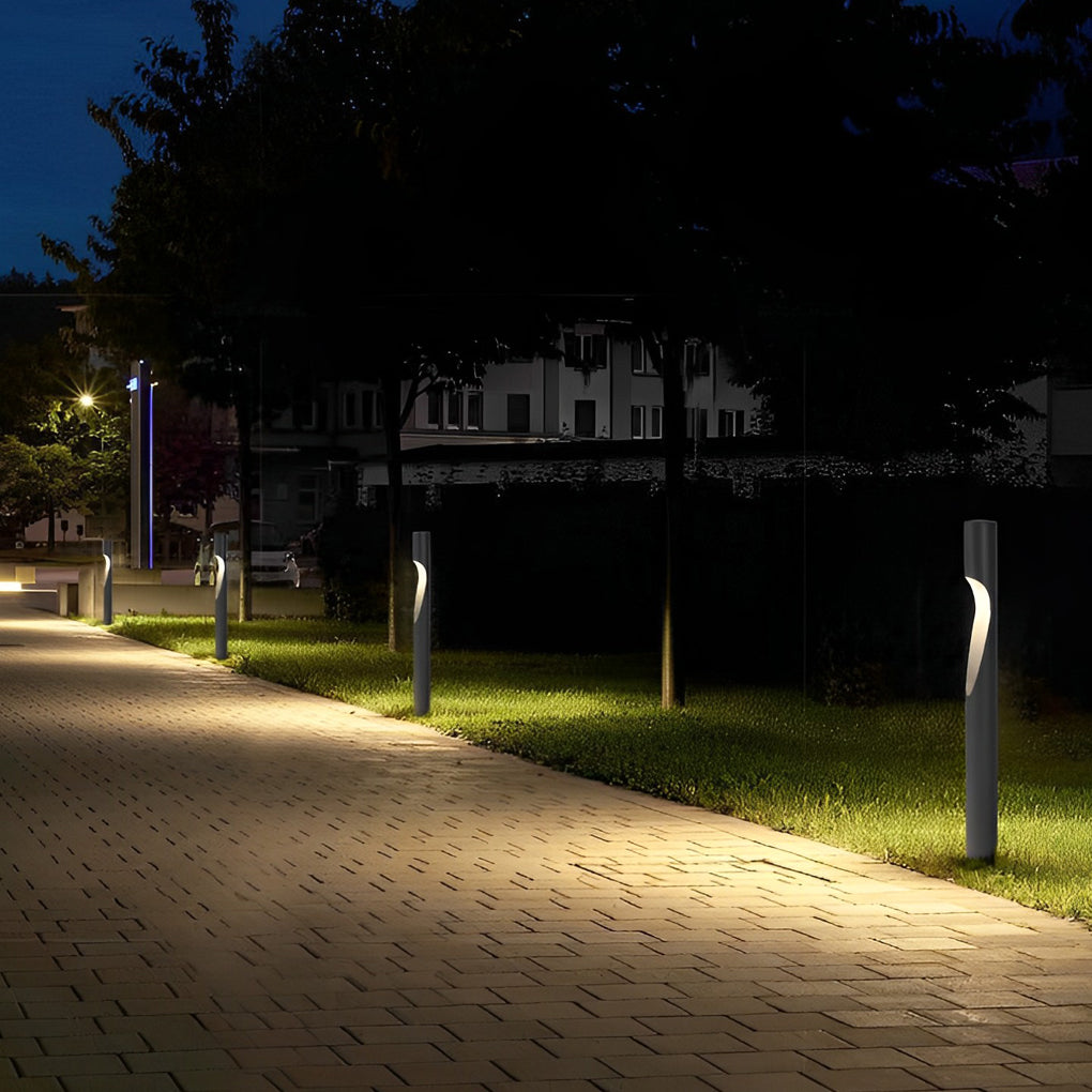 Gray Stainless Steel LED Outdoor Lamp Modern Pathway Lighting