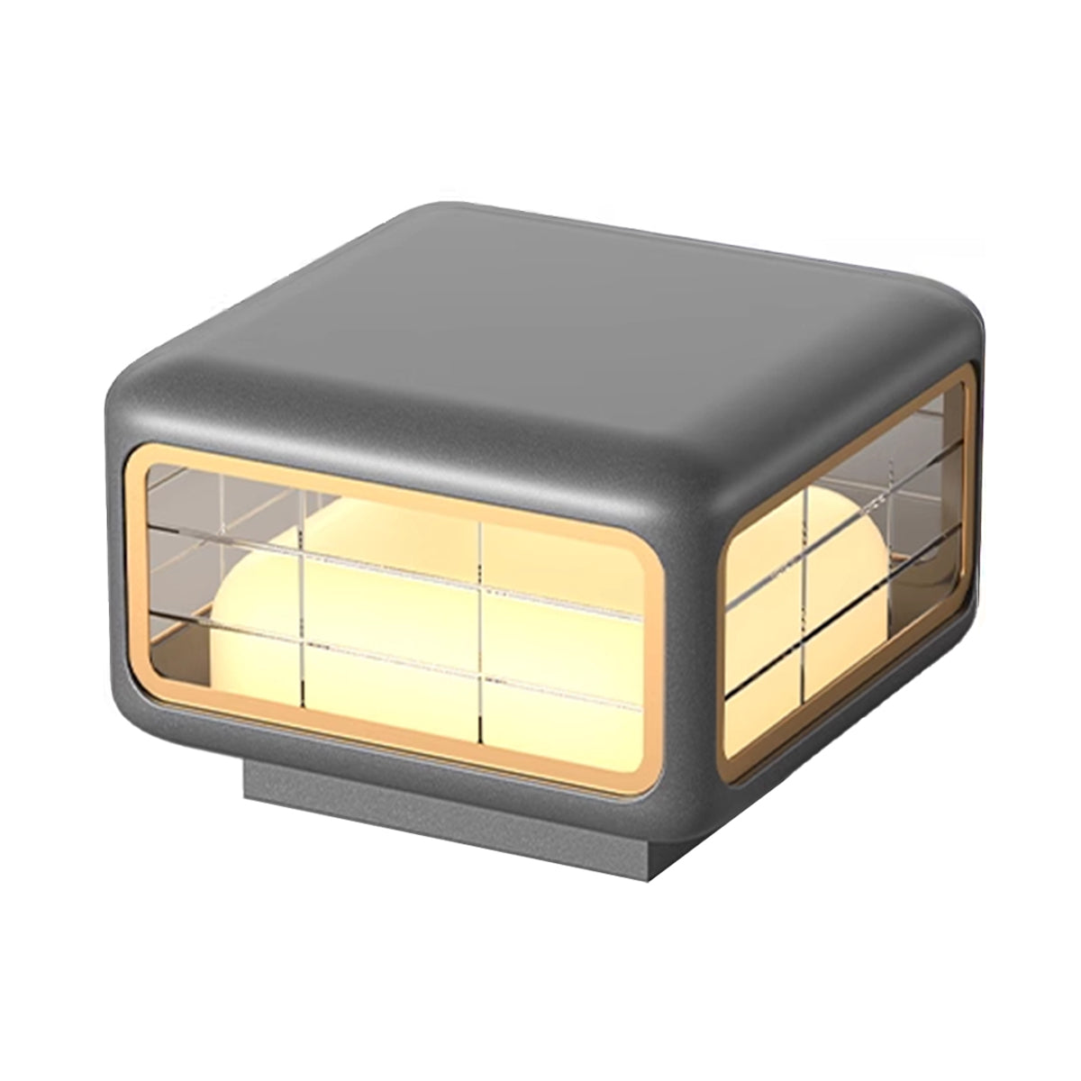 Stylish cube solar light creating atmospheric lighting in residential garden setting