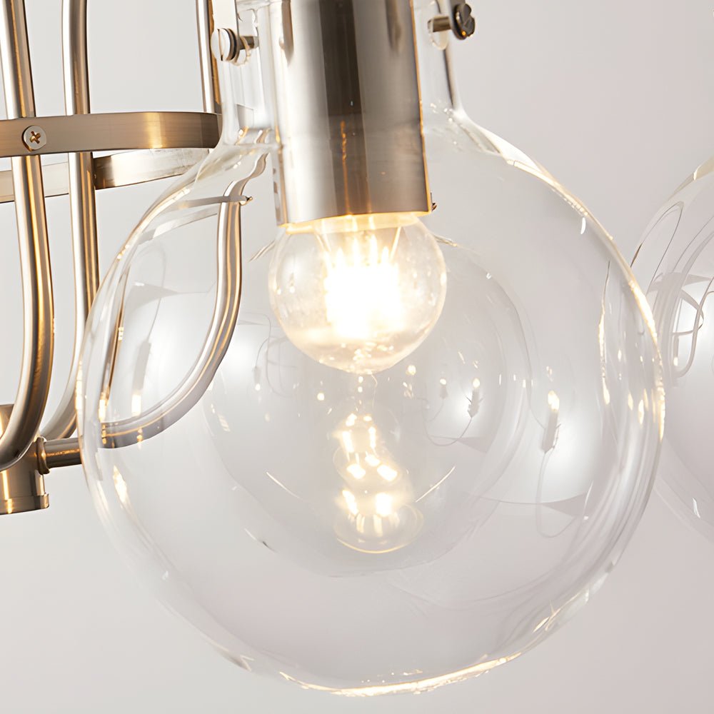 6 - Light Glass Globe Shade Indoor Nickel Finish Chandelier