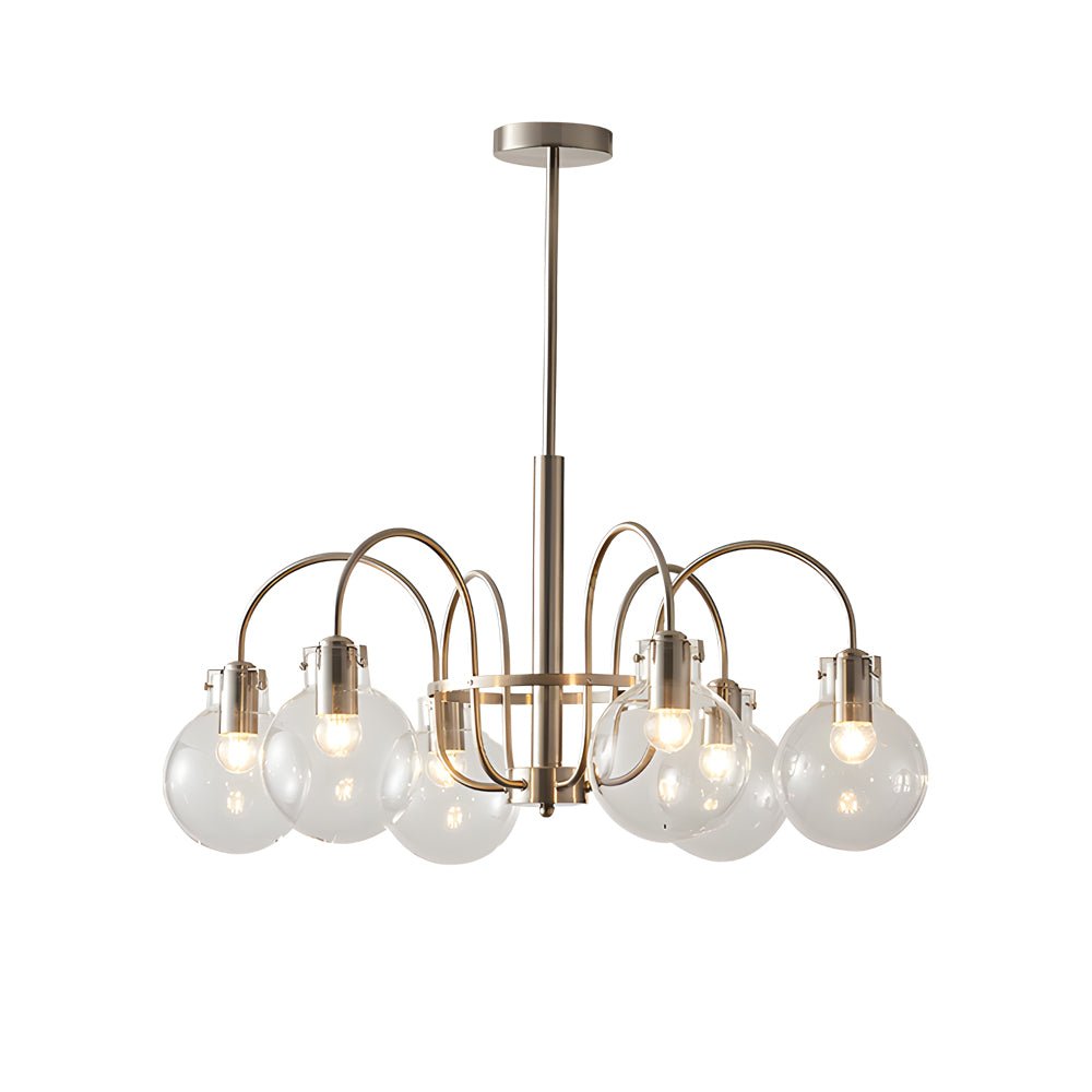 6 - Light Glass Globe Shade Indoor Nickel Finish Chandelier