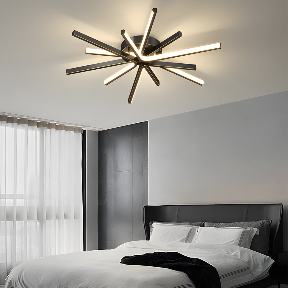 6 - Light LED Semi Flush Mount Copper Starbursts Ceiling Light Fireworks Ceiling Lighting Fixture