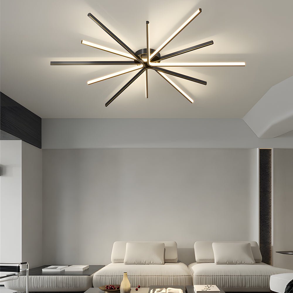 6 - Light LED Semi Flush Mount Copper Starbursts Ceiling Light Fireworks Ceiling Lighting Fixture