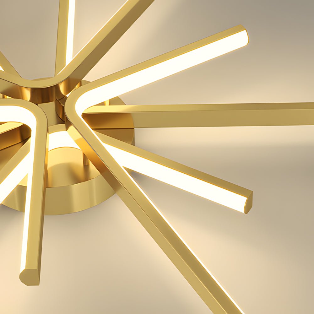 6 - Light LED Semi Flush Mount Copper Starbursts Ceiling Light Fireworks Ceiling Lighting Fixture